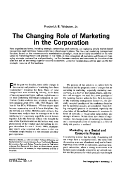The Changing Role of Marketing in the Corporation