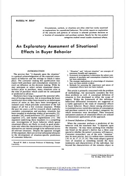 An Exploratory Assessment of Situational Effects in Buyer Behavior